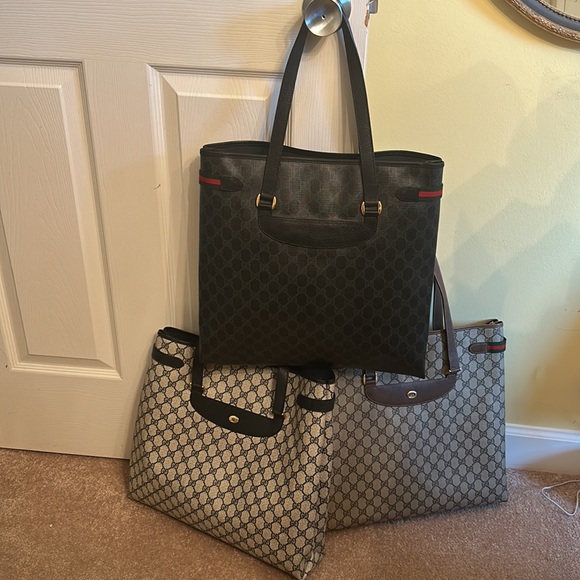 Gucci Supreme Sherry Line Tote Bag - Black - Picture 2 of 11